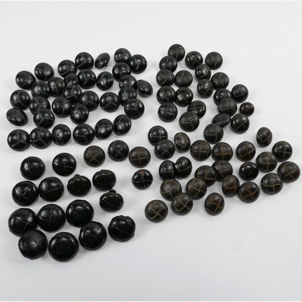 Vintage Woven Leather Look Shank Buttons Lot Black‎ Brown Blazer Coat 90+pc
